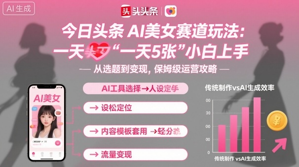 今日头条AI美女赛道玩法，一天轻松5张，小白轻松上手-99网创站