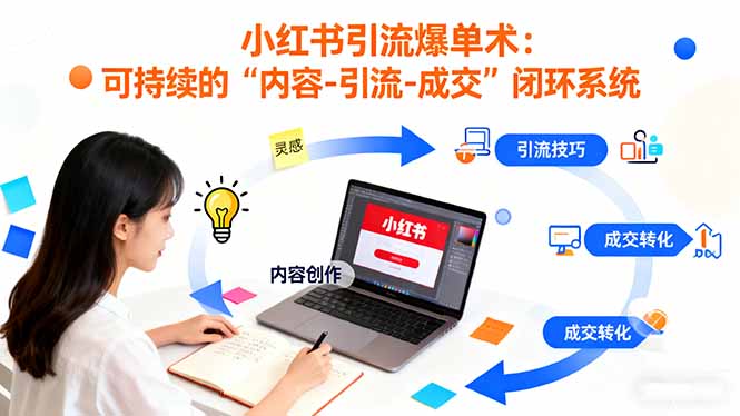 小红书引流爆单术：构建一套低成本 可持续的“内容-引流-成交”闭环系统-99网创站