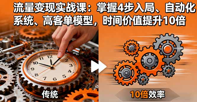 流量变现实战课：掌握4步入局、自动化系统、高客单模型，时间价值提升10倍-99网创站
