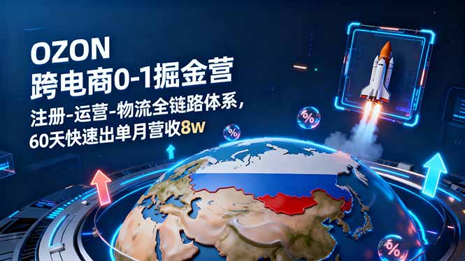 OZON跨境电商0-1掘金营：注册-运营-物流全链路体系，60天快速出单月营收8w-99网创站