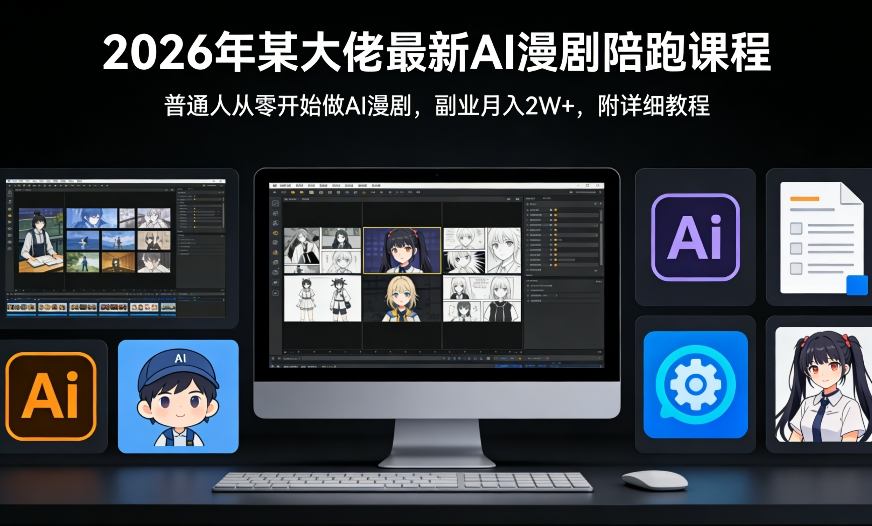 26年某大佬最新Ai漫剧陪跑课程,普通人从零开始做AI漫剧,副业月入2W+-99网创站