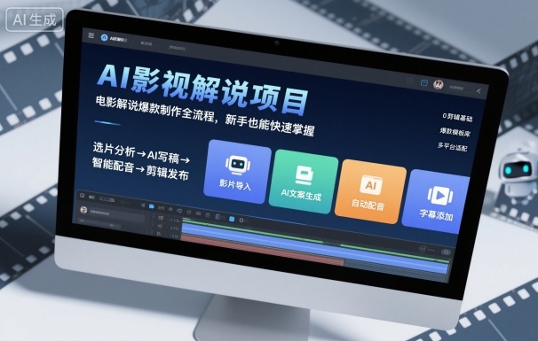 AI影视解说项目，电影解说爆款制作全流程，新手也能快速掌握-99网创站