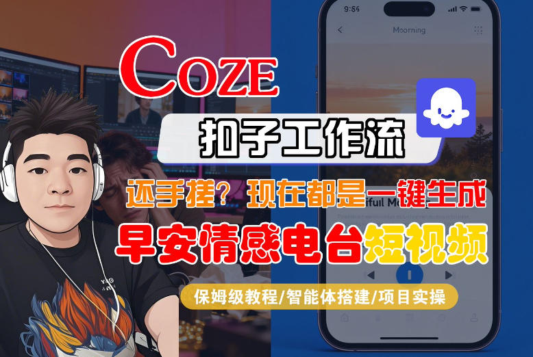 【Coze工作流搭建实操教程】【coze】早安情感电台日签视频还在手动做？用扣子工作流自动生成，省时90%-99网创站