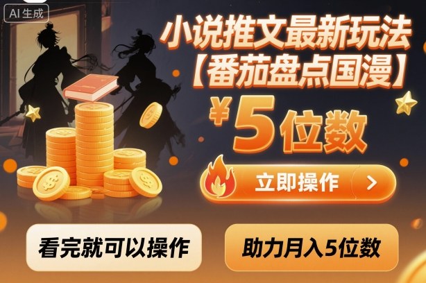 小说推文最新玩法,助力月入5位数【番茄盘点国漫】玩法,看完就可以操作-99网创站