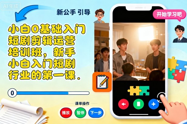 小白0基础入门短剧剪辑运营培训班，新手小白入门短剧行业的第一课-99网创站