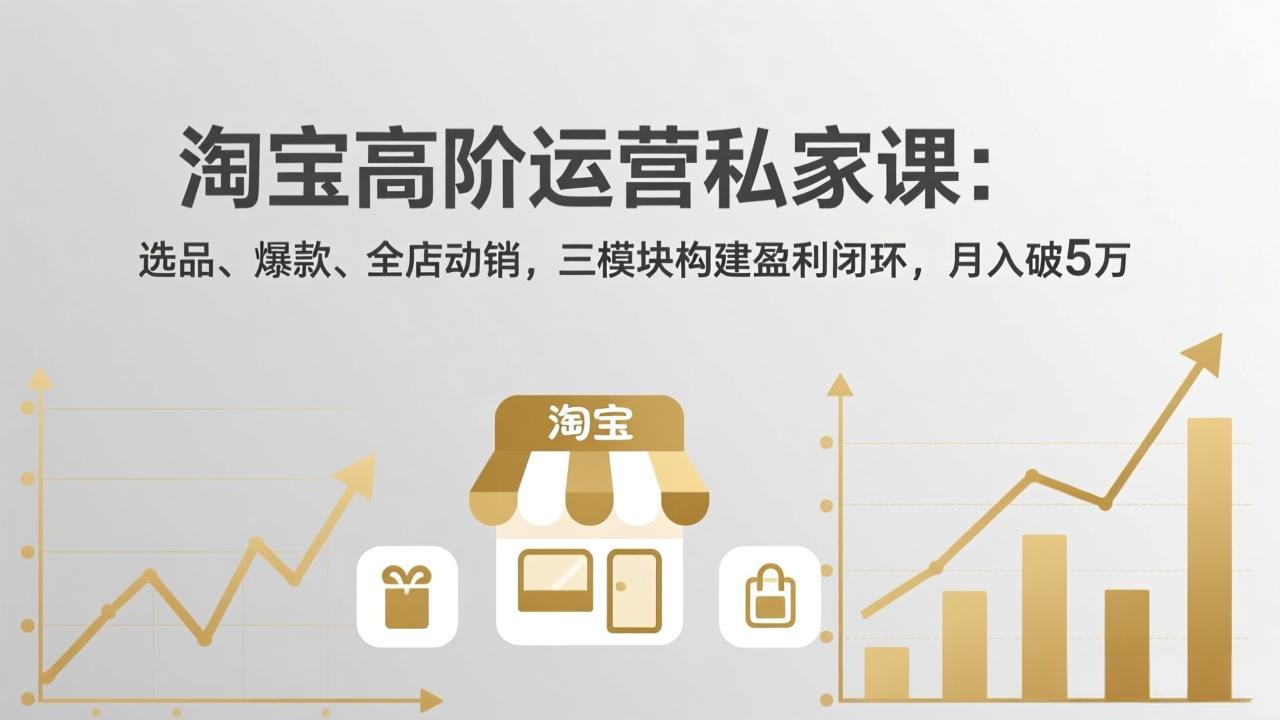 淘宝高阶运营私家课：选品、爆款、全店动销，三模块构建盈利闭环，月入破5万(更新26年2月-99网创站