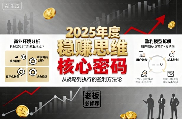 2025年度稳賺思维老板创业营，拆解2025年新商业环境下，企业实现持续盈利的核心密码-99网创站