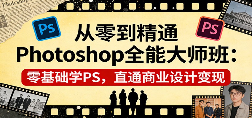 从零到精通Photoshop全能大师班：零基础学PS，直通商业设计变现-99网创站