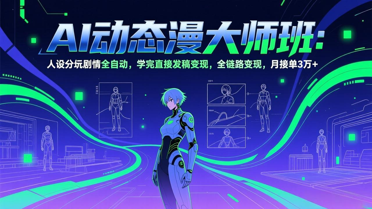 AI动态漫剧大师班：人设分镜剧情全自动，学完直接发稿变现，全链路变现，月接单3万+-99网创站