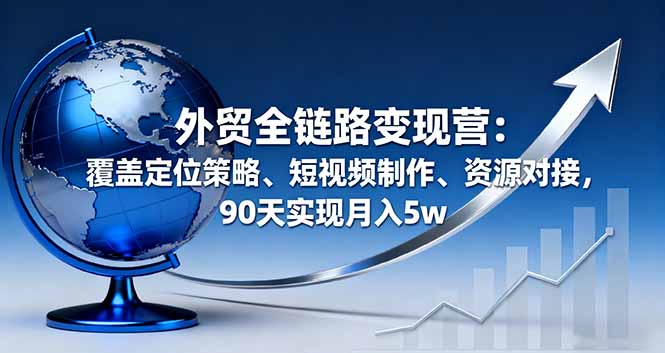 外贸全链路变现营：覆盖定位策略、短视频制作、资源对接，90天实现月入5w-99网创站