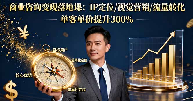 商业咨询变现落地课：IP定位/视觉营销/流量转化，单客单价提升300%-99网创站