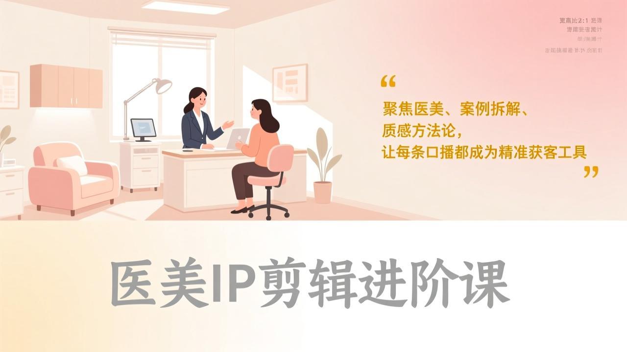 医美IP剪辑进阶课，聚焦医美、案例拆解、质感方法论，让每条口播都成为精准获客工具-99网创站