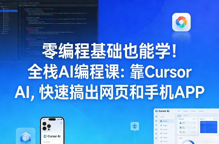 零编程基础也能学！全栈AI编程课：靠Cursor AI，快速搞出网页和手机APP-99网创站