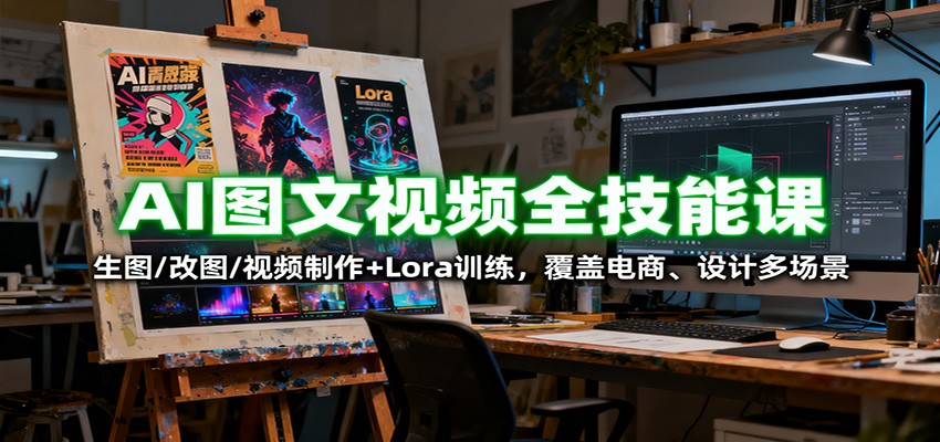 AI图文视频全技能课：生图/改图/视频制作+Lora训练，覆盖电商 、设计多场景-99网创站