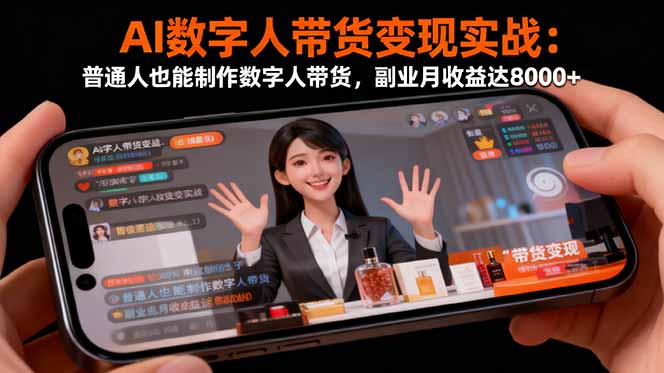 AI数字人带货变现实战：普通人也能制作数字人带货，副业月收益达8000+-99网创站