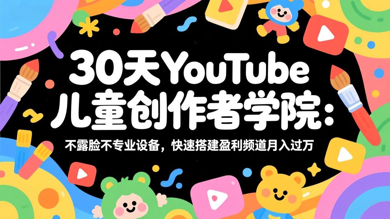 30天YouTube儿童创作者学院:不露脸不专业设备,快速搭建盈利频道月入过万-99网创站