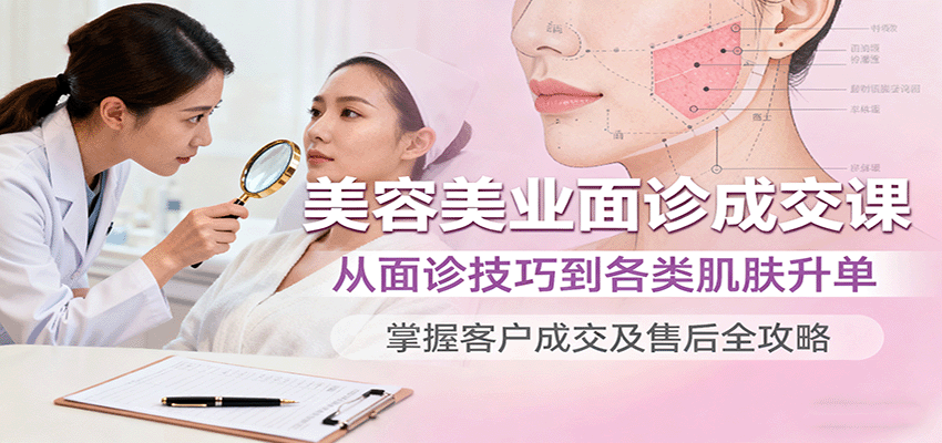 美容美业面诊成交课，从面诊技巧到各类肌肤升单，掌握客户成交及售后全攻略-99网创站