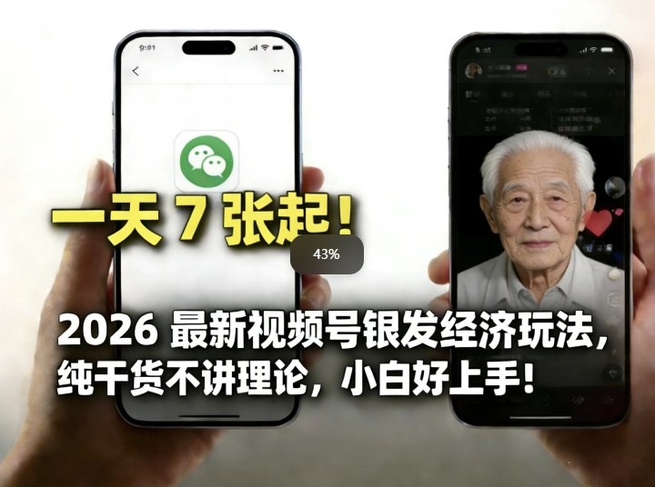 2026最新视频号银发经济玩法,轻松每天7张起,小白也可做-99网创站