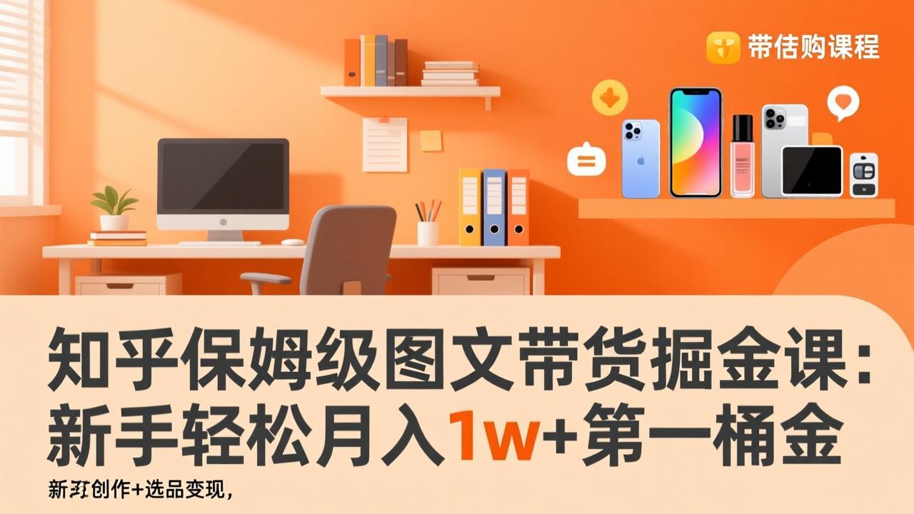 知乎保姆级图文带货掘金课：账号打造+爆文创作+选品变现，新手轻松月入1w+第一桶金-99网创站