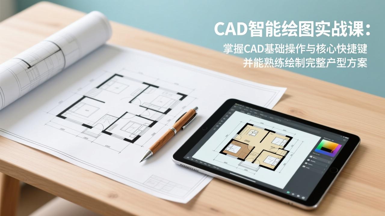 CAD智能绘图实战课：掌握CAD基础操作与核心快捷键，并能熟练绘制完整户型方案-99网创站