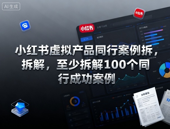 小红书虚拟产品同行案例拆解,至少拆解100个同行成功案例-99网创站