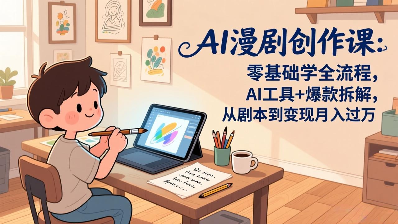 AI漫剧创作课:零基础学全流程,AI工具+爆款拆解,从剧本到变现月入过万-99网创站
