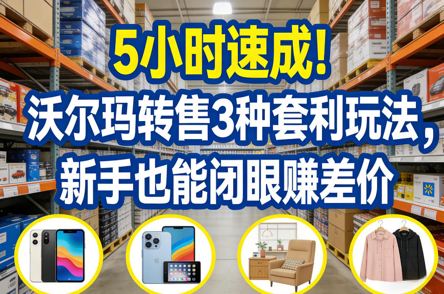 5小时速成！沃尔玛转售3种套利玩法，新手也能闭眼賺差价-99网创站