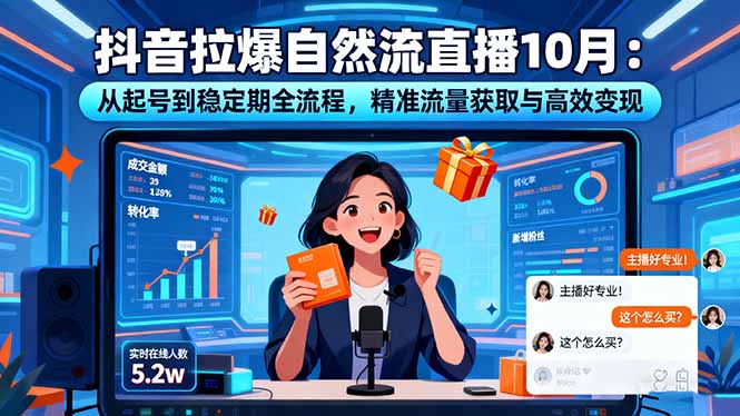 抖音拉爆自然流直播10月：从起号到稳定期全流程，精准流量获取与高效变现-99网创站