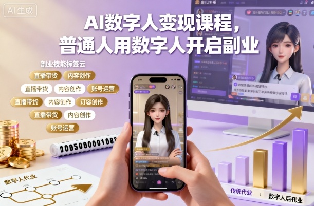 AI数字人变现课程，普通人用数字人开启副业-99网创站