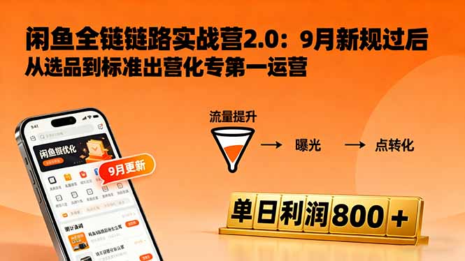 闲鱼变现课3.0：掌握链接优化、流量提升、商业变现，单日利润800+-99网创站