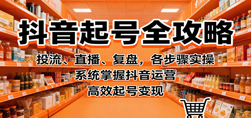 抖音起号全攻略，投流、直播、复盘，各步骤实操，系统掌握抖音运营，高效起号变现-99网创站