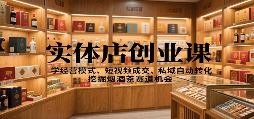 实体店创业课：学经营模式、短视频成交、私域自动转化，挖掘烟酒茶赛道机会-99网创站