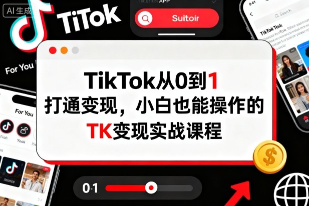 TikTok从0到1打通变现，小白也能操作的TK变现实战课程-99网创站