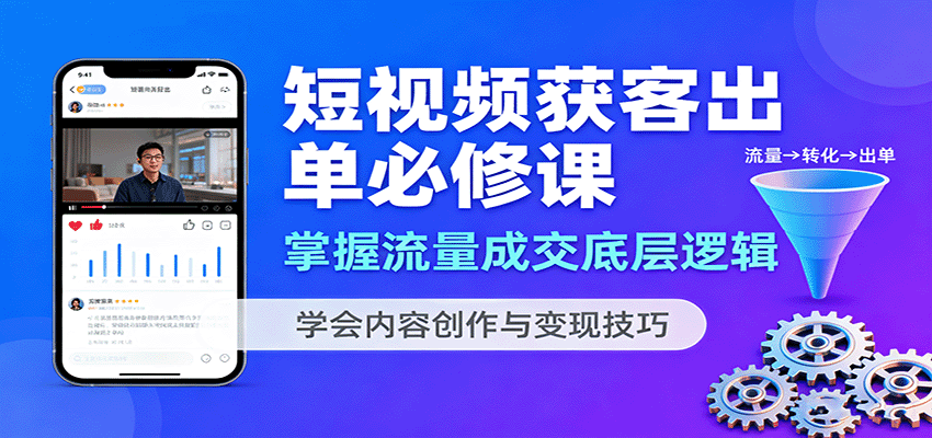 短视频获客出单必修课：掌握流量成交底层逻辑，学会内容创作与变现技巧-99网创站