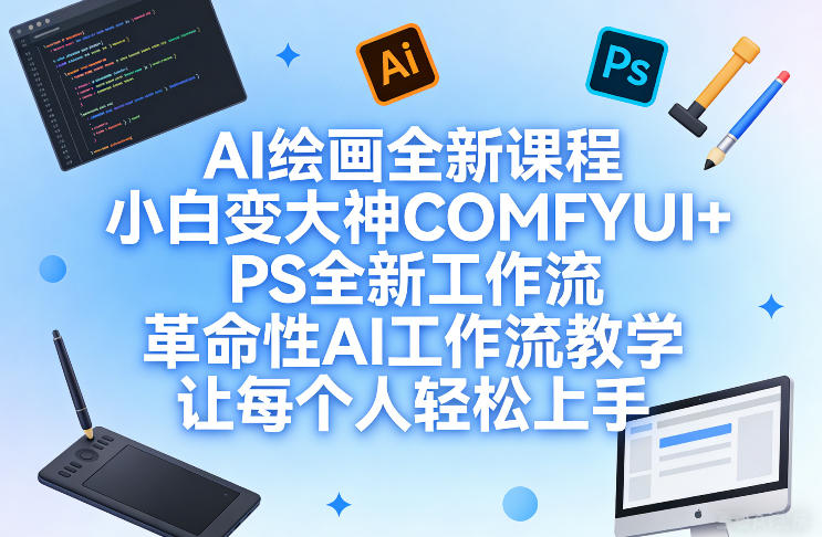 AI绘画全新课程，小白变大神COMFYUI+PS全新工作流，革命性AI工作流教学，让每个人轻松上手-99网创站