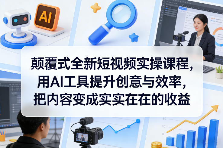 颠覆式全新短视频实操课程，用AI工具提升创意与效率，把内容变成实实在在的收益-99网创站