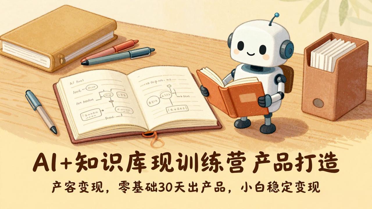AI+知识库变现训练营，产品打造、内容创作、全平台变现，零基础30天出产品，小白稳定变现-99网创站