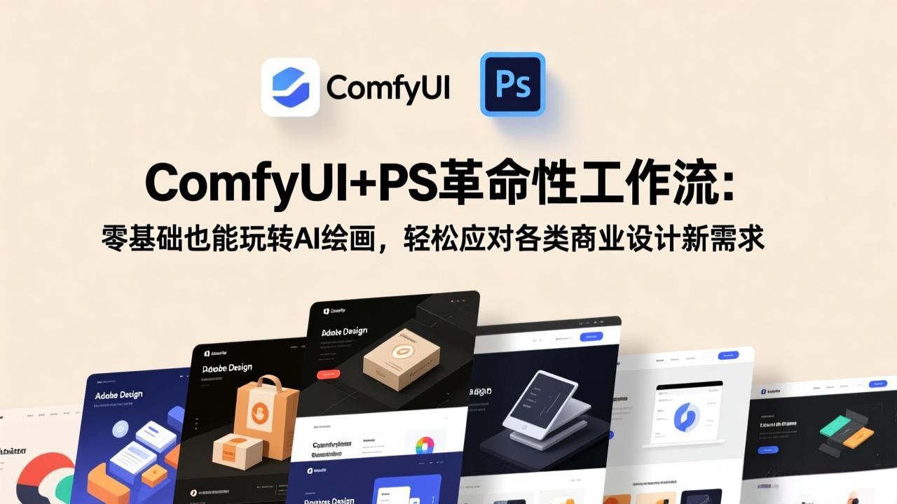ComfyUI+PS革命性工作流：零基础也能玩转AI绘画，轻松应对各类商业设计新需求-99网创站