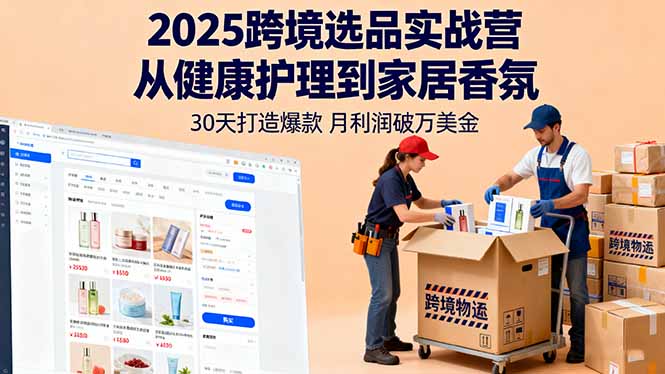 2025跨境选品实战营：从健康护理到家居香氛，30天打造爆款,月利润破万美金-99网创站