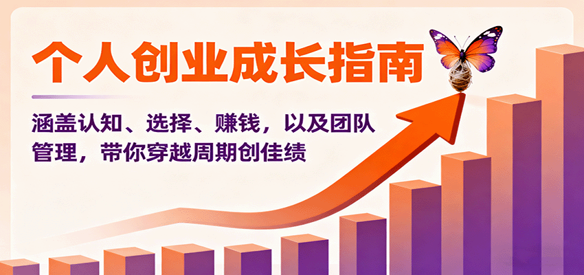 个人创业成长指南:涵盖认知、选择、赚钱,以及团队管理,带你穿越周期创佳绩-99网创站