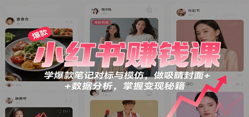 小红书赚钱课：学爆款笔记对标与模仿，做吸睛封面 + 数据分析，掌握变现秘籍-99网创站