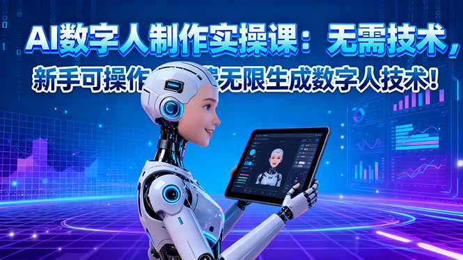 AI数字人制作实操课：无需技术，新手可操作，免费无限生成数字人技术！-99网创站
