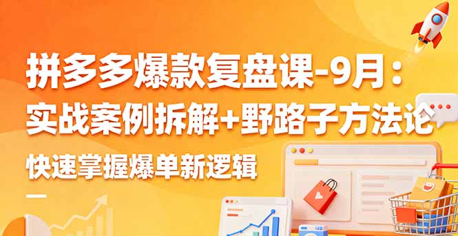 拼多多爆款复盘课-9月：实战案例拆解+野路子方法论，快速掌握爆单新逻辑-99网创站