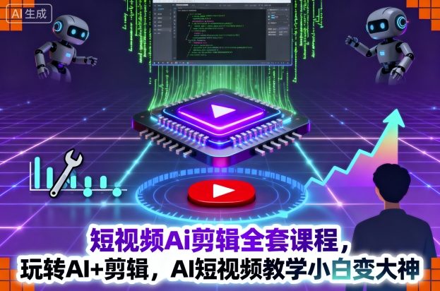 短视频Ai剪辑全套课程，玩转AI+剪辑，AI短视频教学小白变大神-99网创站