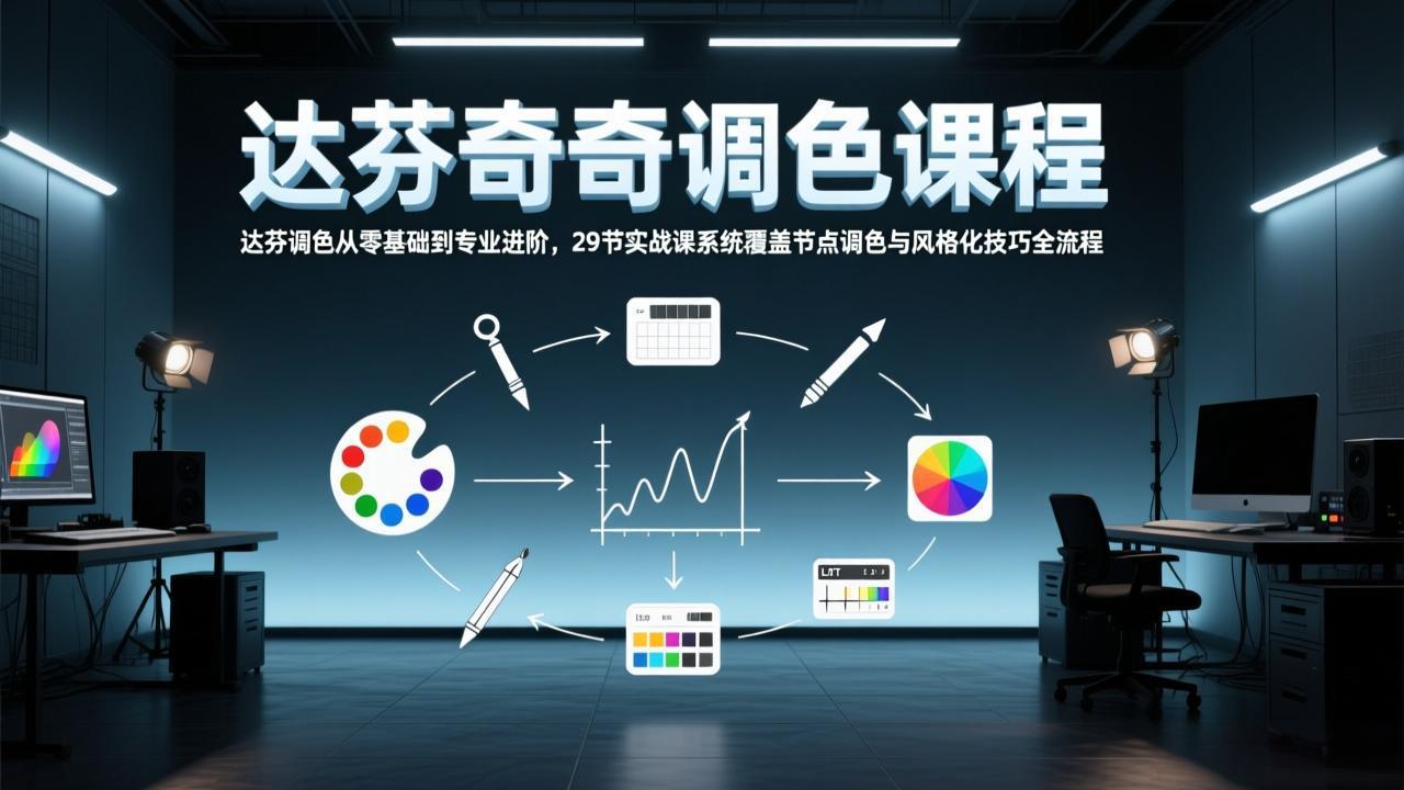 达芬奇调色从零基础到专业进阶，29节实战课系统覆盖节点调色与风格化技巧全流程-99网创站