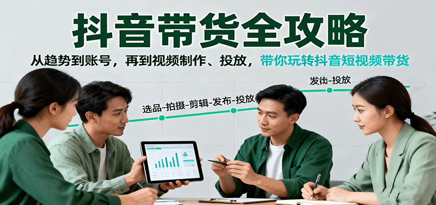 抖音带货全攻略：从趋势到账号，再到视频制作、投放，带你玩转抖音短视频带货-99网创站