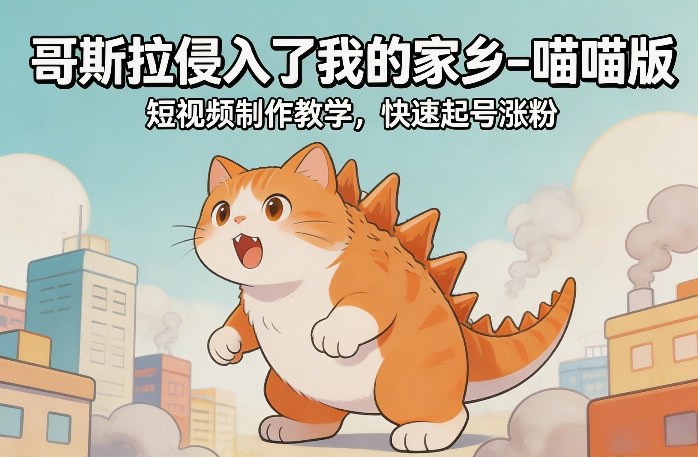 哥斯拉侵入了我的家乡–喵喵版短视频制作教学,快速起号涨粉-99网创站