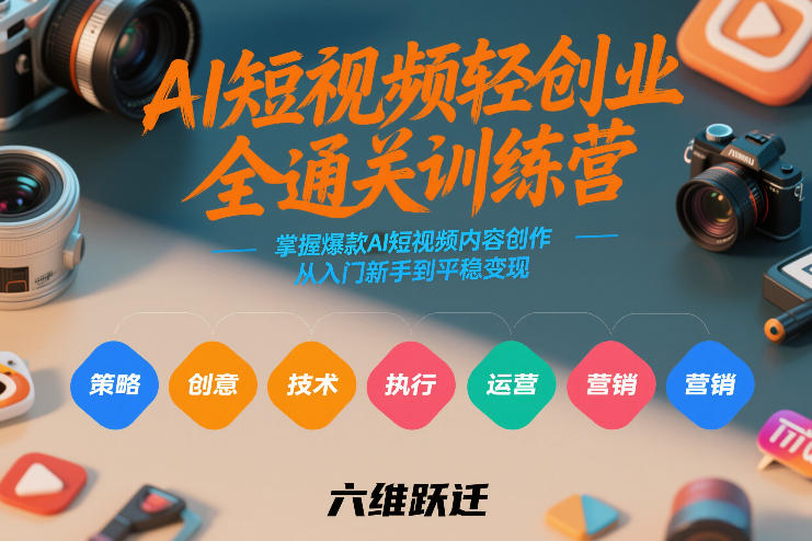 AI短视频轻创业全通关训练营,掌握爆款AI短视频内容创作,从入门新手到平稳变现的六维跃迁-99网创站