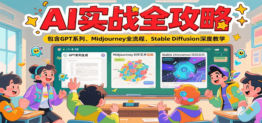 AI实战全攻略，包含GPT系列、Midjourney全流程、Stable Diffusion深度教学-99网创站